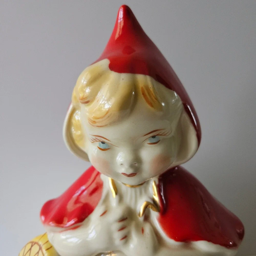 Hull Pottery Little Red Riding Hood Cookie Jar Porcelain *BROKEN*REPAIRED*READ*